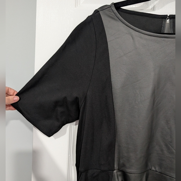 NWT Torrid Black Coated Ponte Elbow Sleeve Skater Dress in Size 2 (18/20) - Picture 4 of 14
